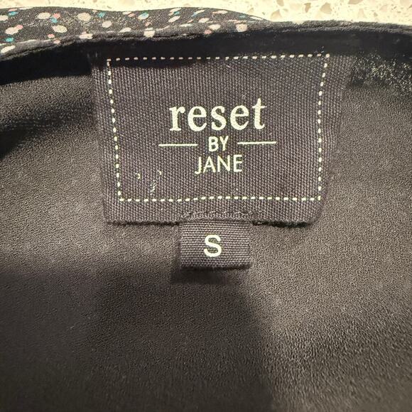 Reset by Jane Black Polka Dot Long Sleeve Mini Dress V Neck Fit Flare Boho Fall - Picture 8 of 11